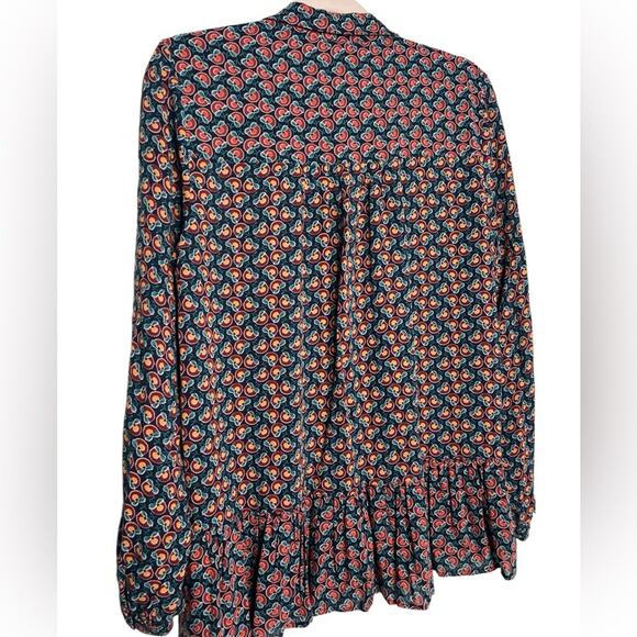 Anthropologie Maeve Janie Flounced Peasant Button Front Blouse Size 4 - Picture 6 of 11